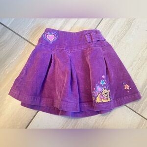 Y2K Disney Winnie the Pooh embroidered purple corduroy skirt 12 M